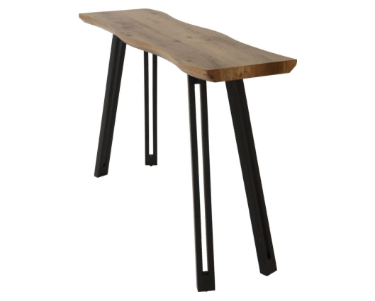 Quebec Wave Edge Console Table - Medium Oak Effect/Black
