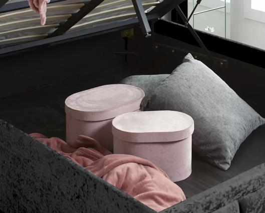 Hannover King Ottoman Bed - Black Crushed Velvet