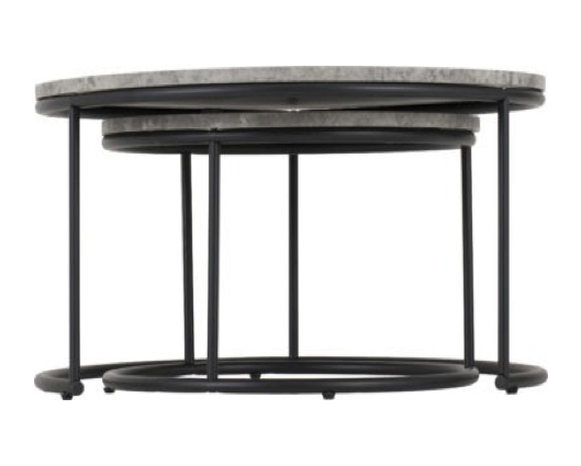 Athens Round Coffee Table Set - Concrete Effect/Black