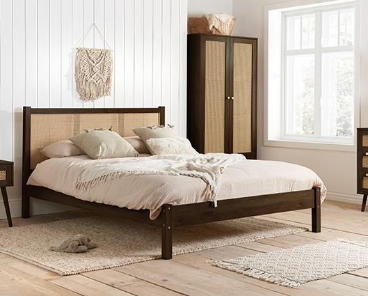 Croxley 2 Door 1 Drawer Rattan Wardrobe - Walnut