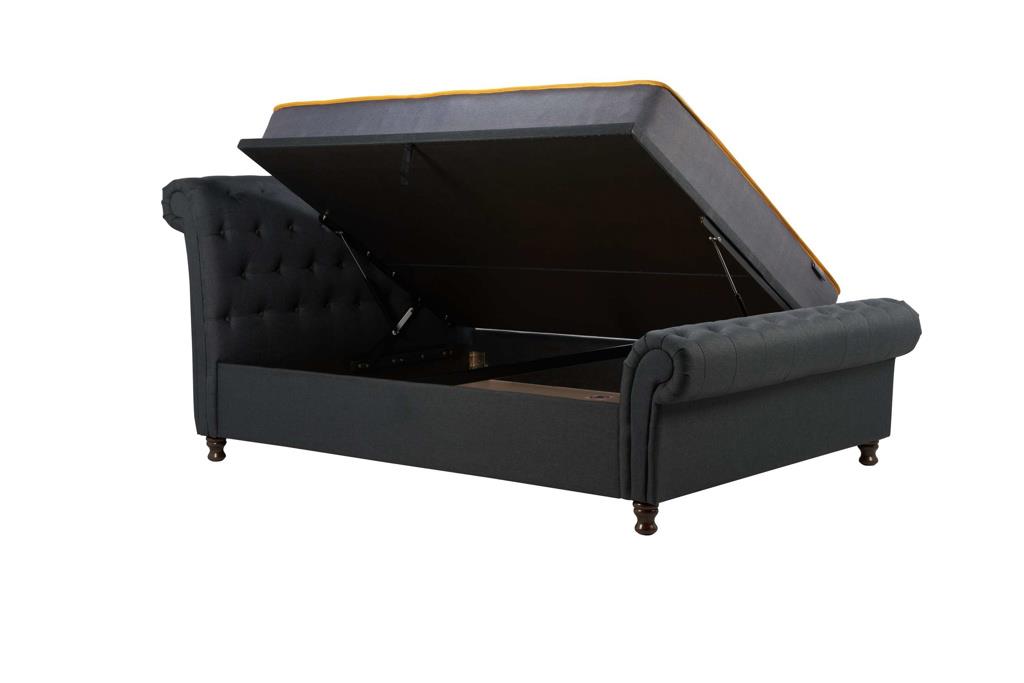 Castello Double Side Ottoman Bed - Charcoal