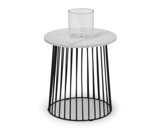 BROADWAY ROUND LAMP TABLE - WHITE MARBLE