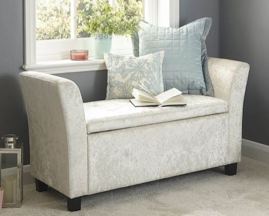 Verona window seat oyster crushed velvet
