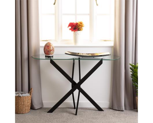 SHELDON CONSOLE TABLE - CLEAR GLASS/BLACK