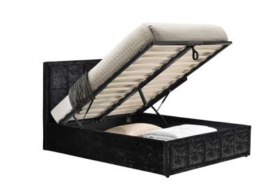 Hannover Small Double Ottoman Bed - Black Crushed Velvet