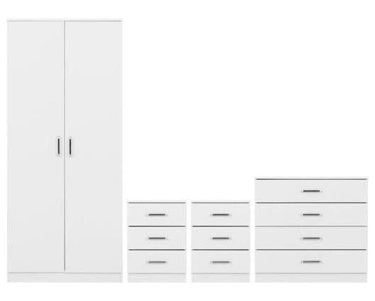DAKOTA 2 DOOR WARDROBE BEDROOM SET - WHITE