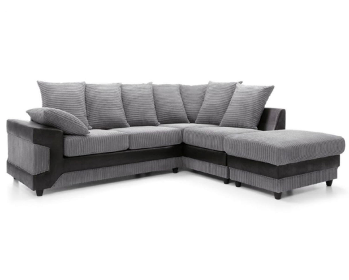 Dino Right Hand Facing Corner Sofa- Black & Charcoal