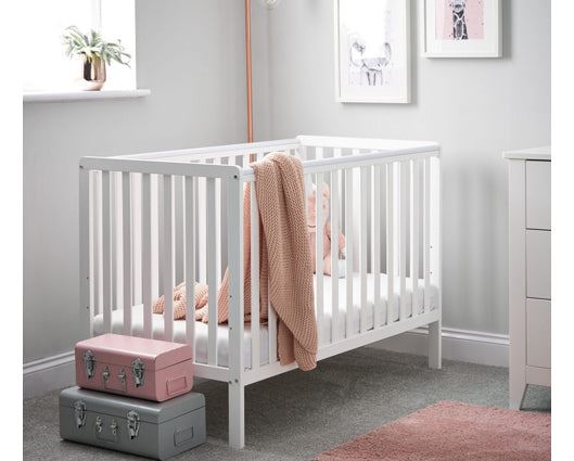 Bantam Cot & Fibre Mattress - White