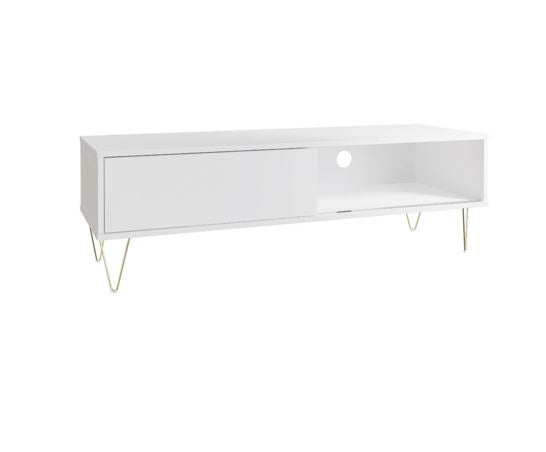 Monaco TV Stand with Sliding Door in White