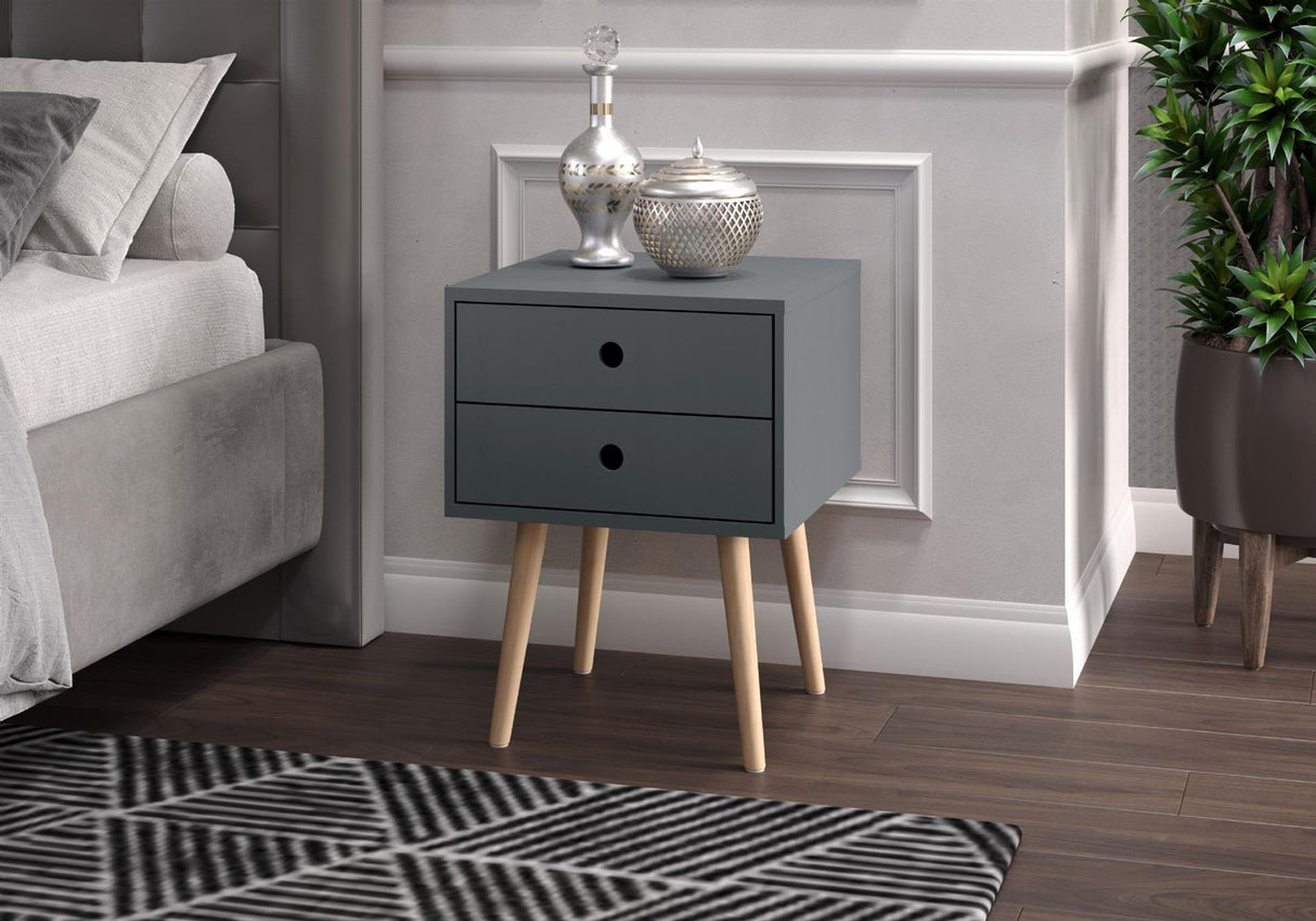 Scandia 2 Drawer Bedside Cabinet-Midnight Blue