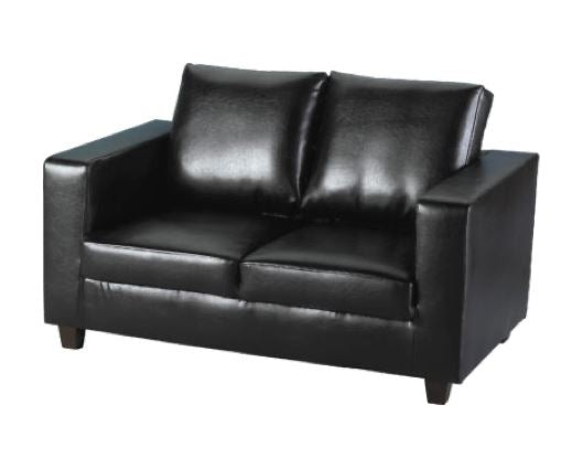 Tempo Two Seater Sofa-in-a-Box - Black Faux Leather