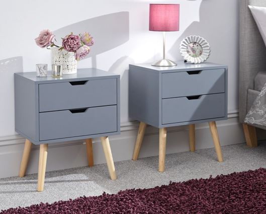 Nyborg pair of 2 drawer bedsides dark grey