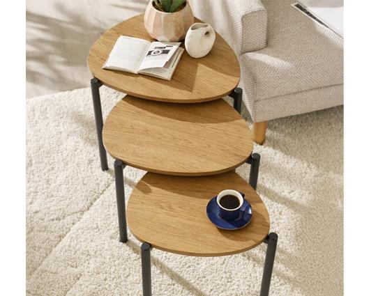 Lorette Teardrop Nesting Side Table Oak