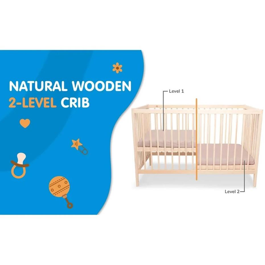 Ella Wooden Cot - 120 x 60 with Fibre Cot Mattress