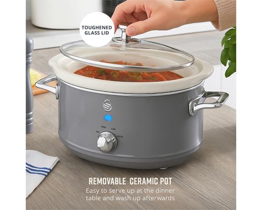 Swan 3.5L Slow Cooker Retro Grey