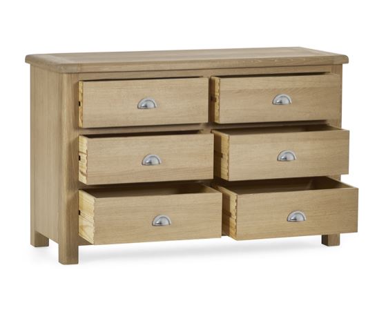 Memphis Limed Oak 6 Drawer Wide Chest