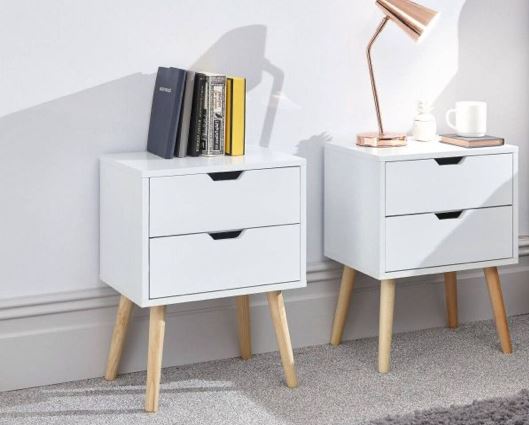 Nyborg pair of 2 drawer bedsides white