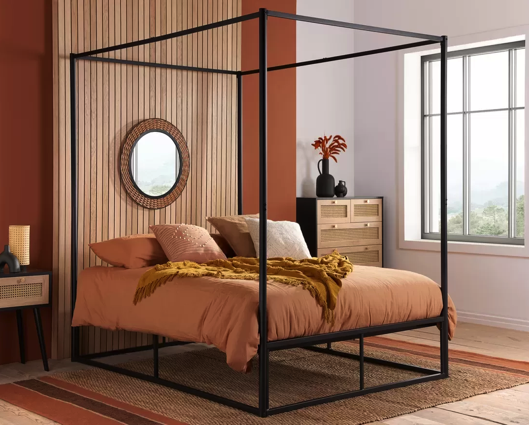 Farringdon Metal 4 Poster Double Bed - Black FARRINGDON METAL 4 POSTER BED BLACK