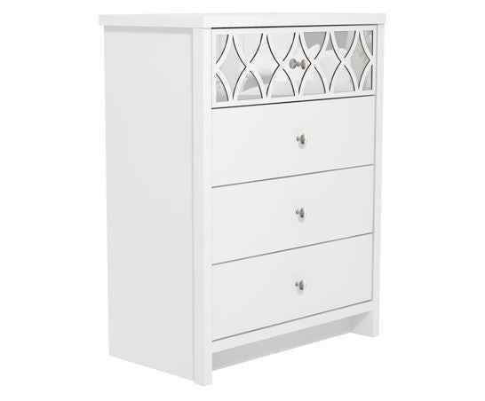 Arianna 4 Drawer Chest With 1 Mirror White