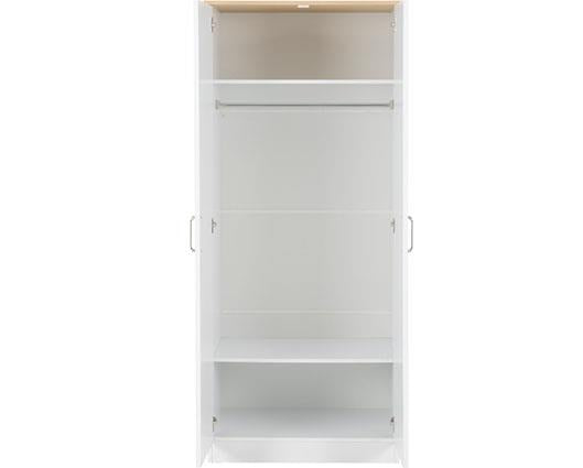 PORTLAND 2 DOOR WARDROBE - WHITE/OAK EFFECT