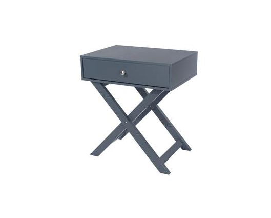 X Leg 1 Drawer Bedside Cabinet-Midnight Blue