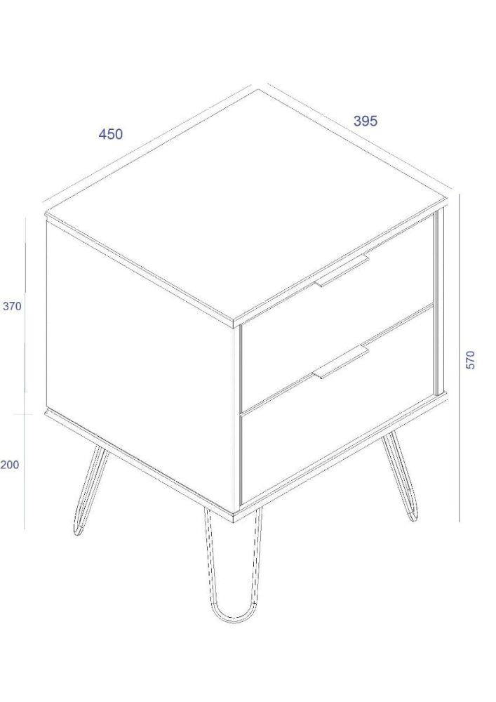 Augusta 2 Drawer Bedside Cabinet
