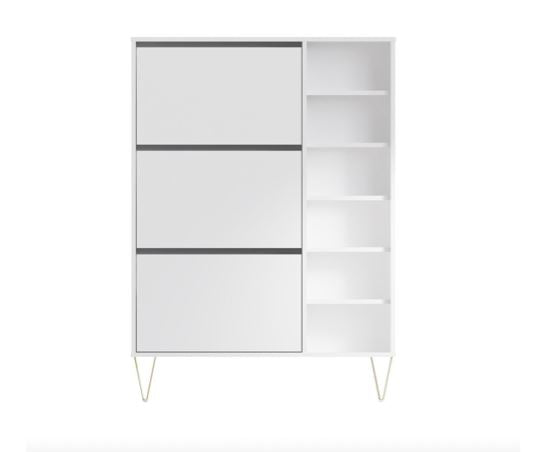 Monaco 3 Drawer Shoe Cabinet in White