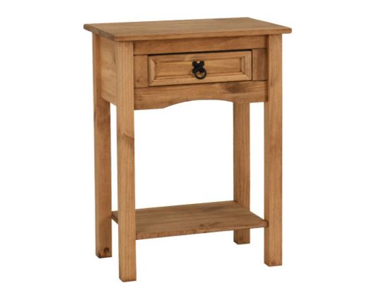 Corona 1 Drawer Console Table with Shelf - Distressed Waxed Pine