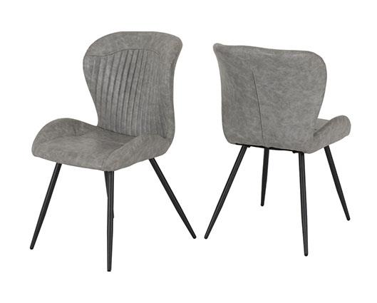 QUEBEC DINING CHAIR (X4 PER BOX) - GREY FAUX LEATHER