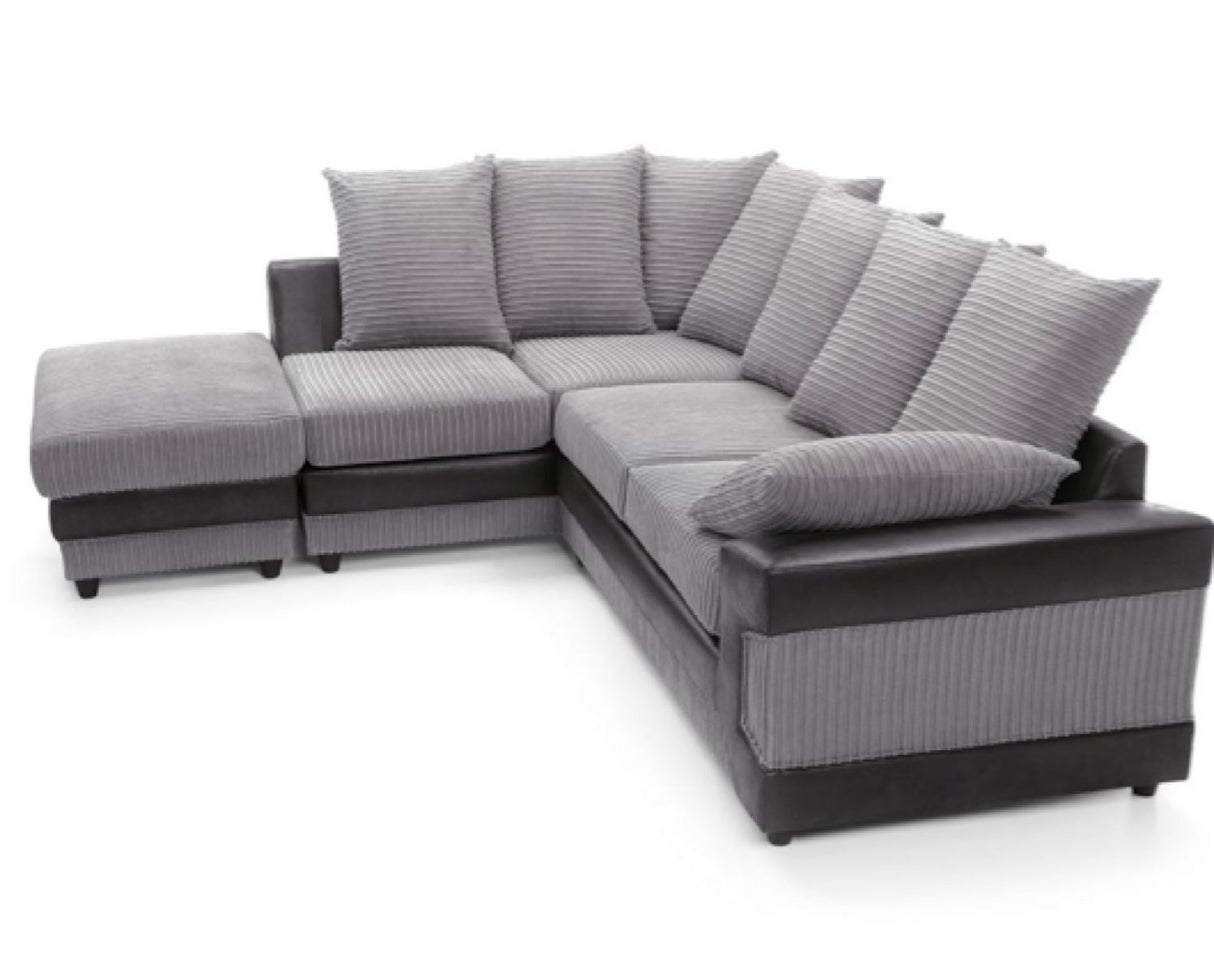 Dino Left Hand Facing Corner Sofa- Black & Charcoal
