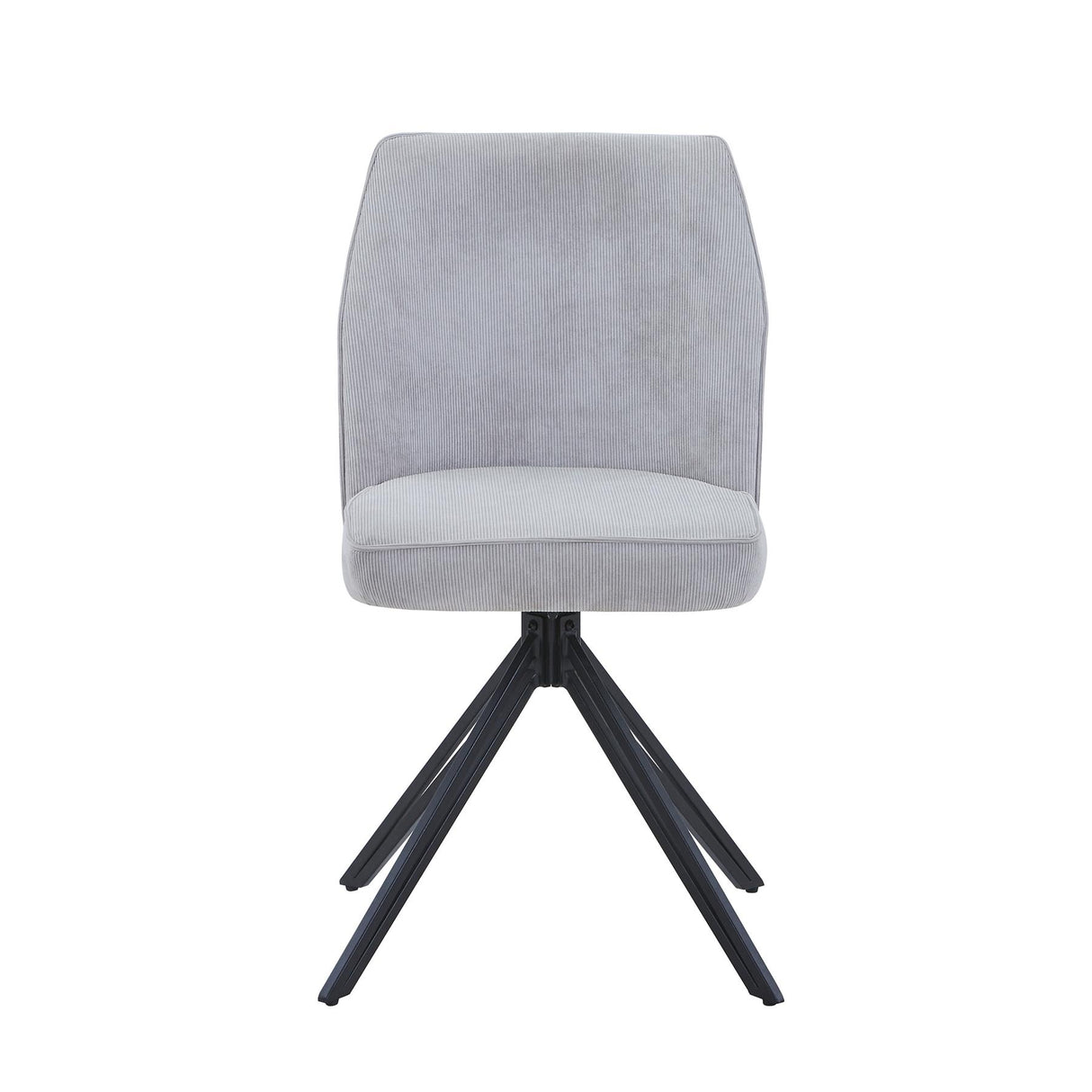 Aspen swivel dining chairs, light grey cord fabric with black metal legs (pair)