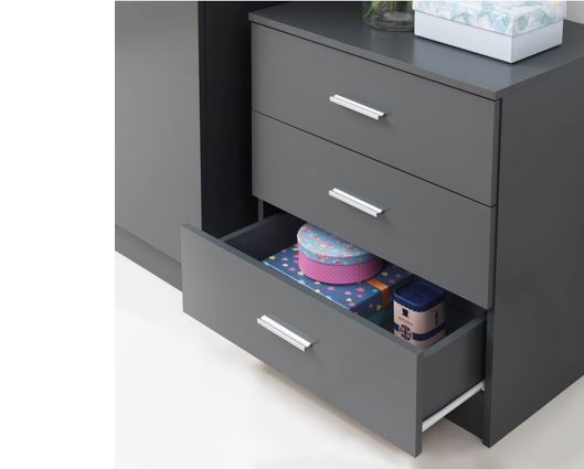3 Drawer Chest - Dark Grey