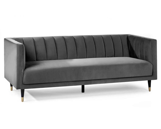 SALMA SCALLOPED BACK 3 SEATER- GREY