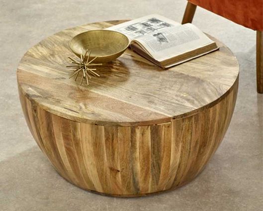 Surrey Solid Wood Drum Coffee Table