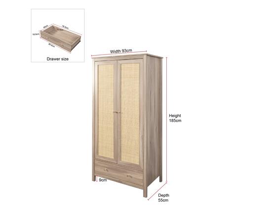 Willow 2 Door 1 Drawer Wardrobe