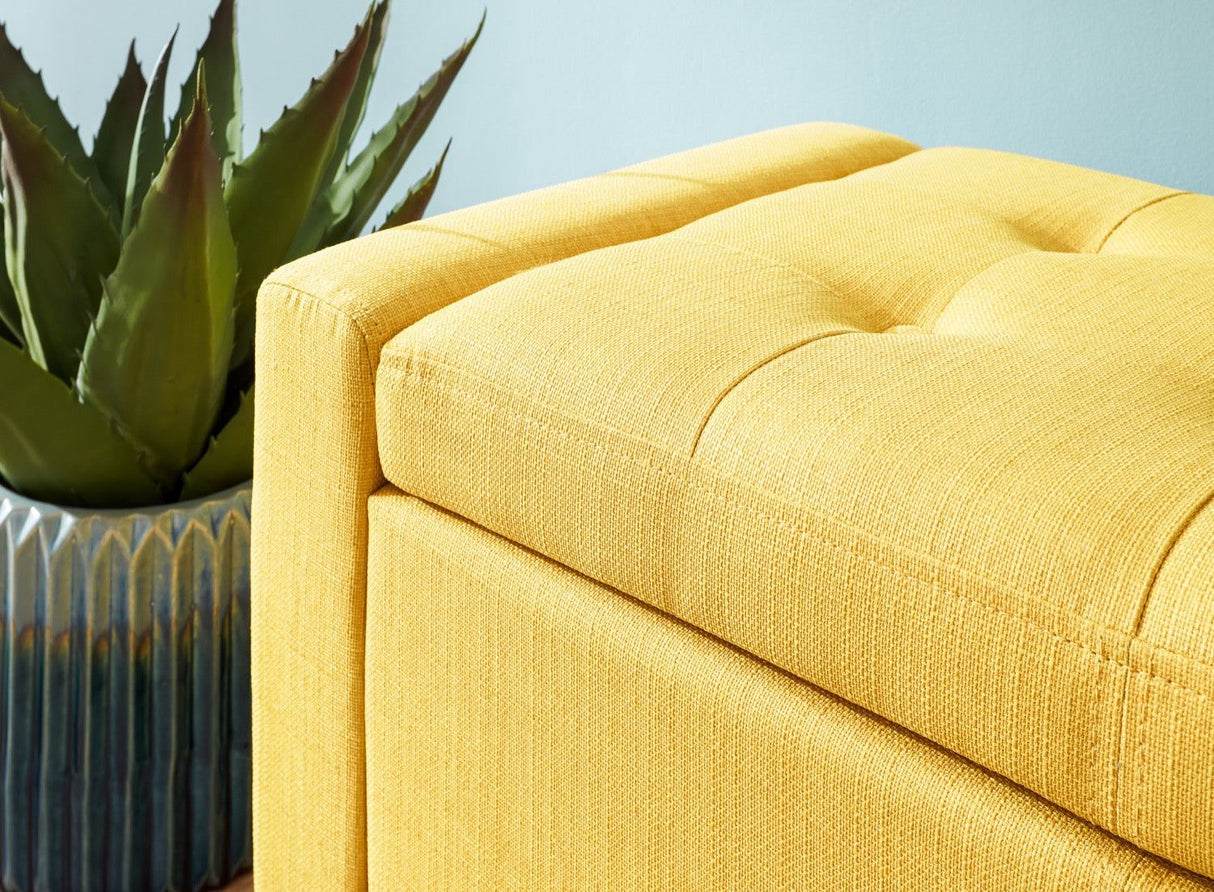 Verona ottoman bench mustard fabric