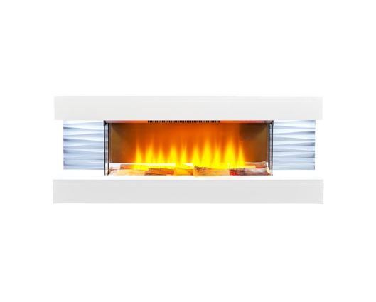 Sureflame WM-9332 Electric Wall Fireplace Suite with Downlights & Remote in Pure White