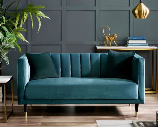 SALMA SCALLOPED BACK 2 SEATER - TEAL