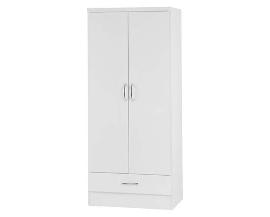 Nevada 2 Door 1 Drawer Wardrobe - White Gloss