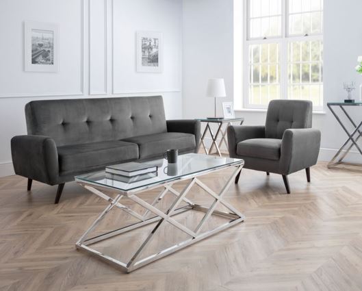 Monza 3 Seater in Dark Grey Velvet