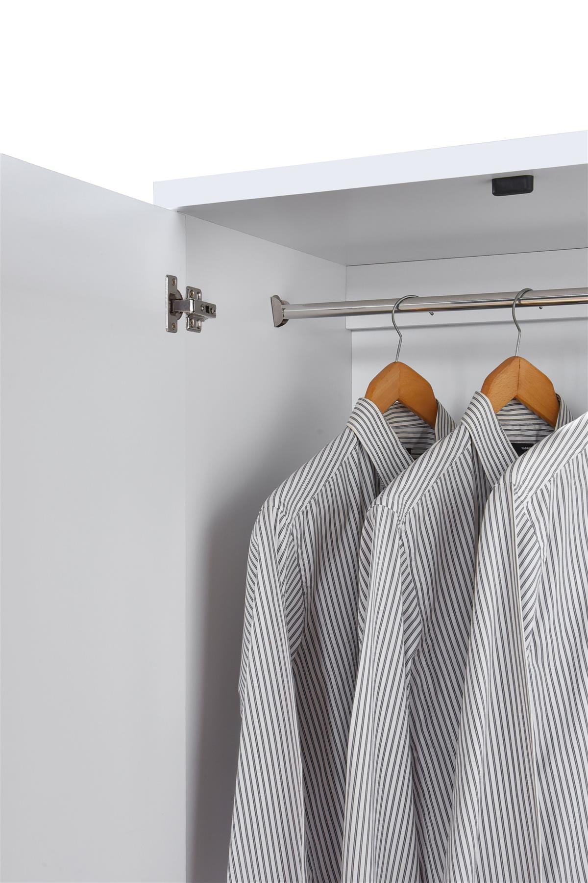 6 Door Wardrobe - White (Chrome Handles)