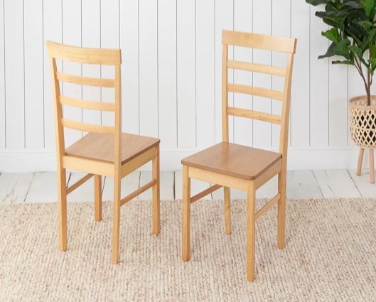 Upton Ladder Back Chair Oak - Pair