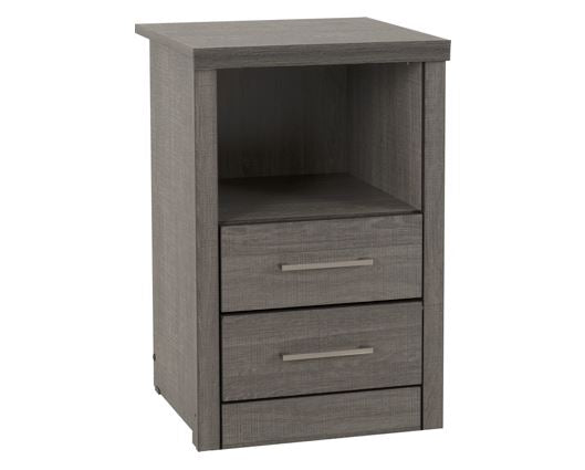 Lisbon 2 Drawer 1 Shelf Bedside Cabinet - Black Wood Grain