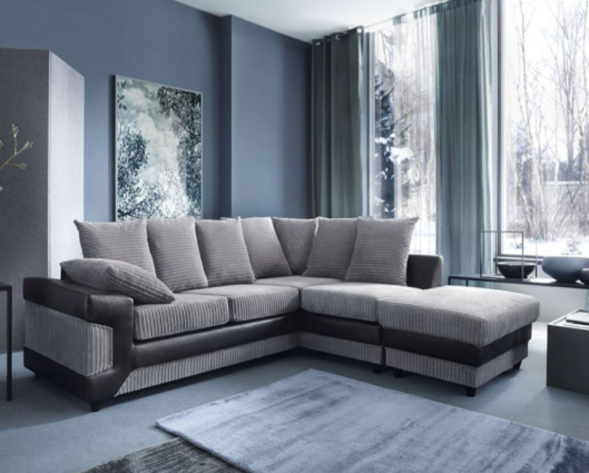 Dino Right Hand Facing Corner Sofa- Black & Charcoal