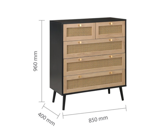 Croxley 5 Drawer Rattan Chest