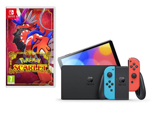 Nintendo Switch OLED Neon Console with Pokemon Scarlet