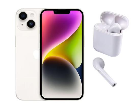 Refurbished Apple iPhone 14 Starlight with Wireless Headphones