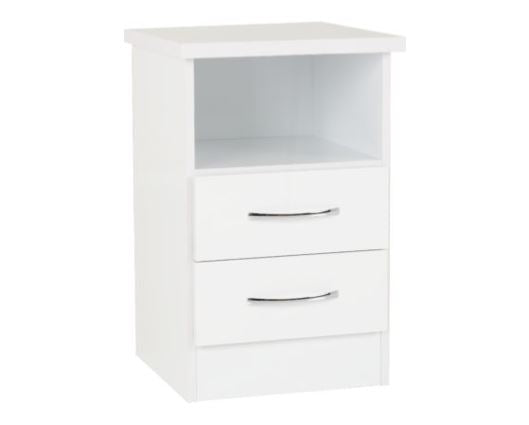 Nevada 2 Drawer Bedside - White Gloss