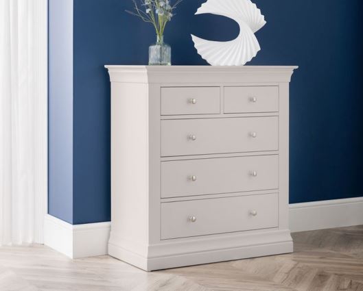 CLERMONT 3+2 DRAWER CHEST - LIGHT GREY