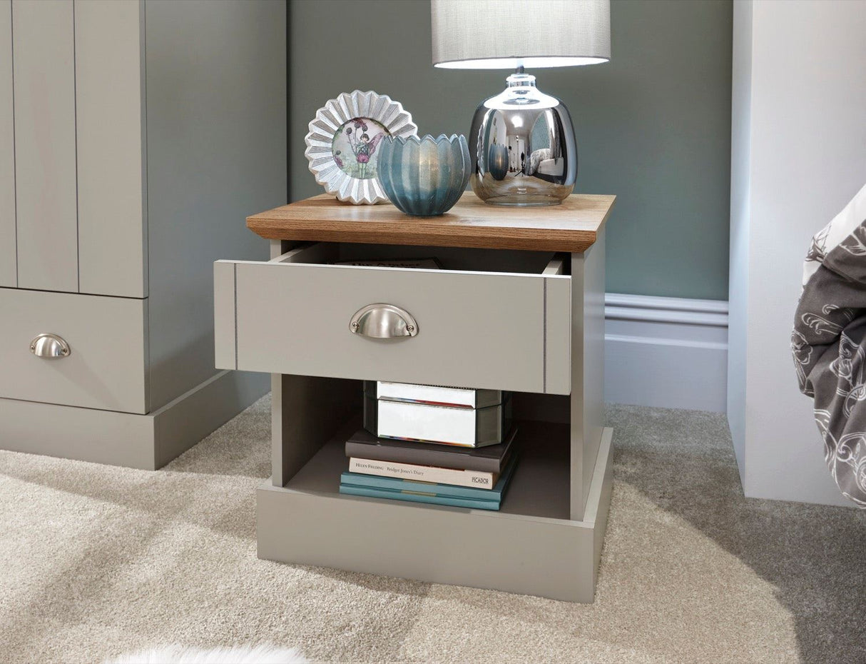 Kendal 1 drawer bedside grey
